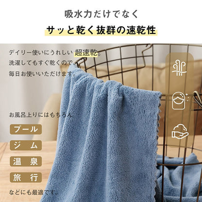 マイクロファイバーフェイスタオル　２枚セット　ブルー