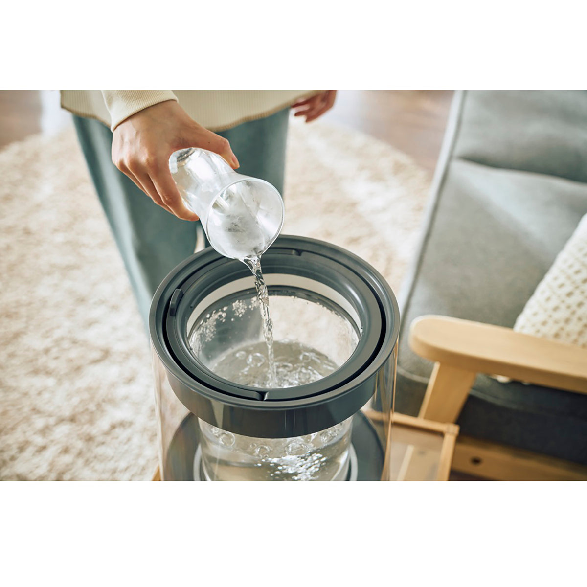 ガラススチーム加湿器　GLASS（グラス）　グレー