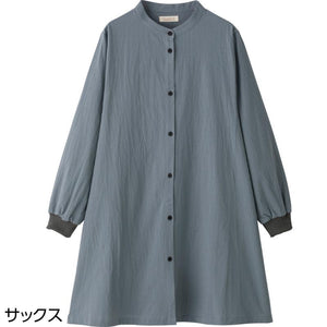 前開きロング丈スモック サックス Ｍ～Ｌ