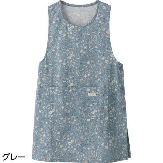 横開きエプロン グレー フリー