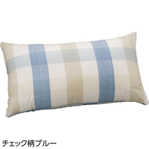 ミニクッション チェック柄ブルー 25×50cm