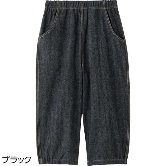 7分丈バルーンデニムパンツ ブラック Ｍ