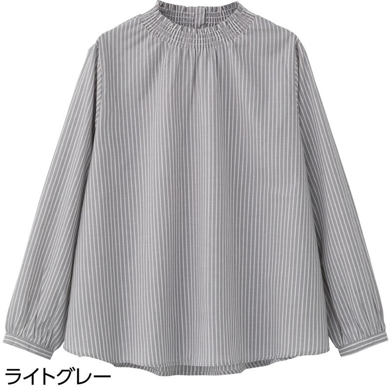 シャーリング衿ブラウス ライトグレー Ｍ