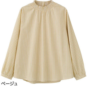 シャーリング衿ブラウス ベージュ Ｍ