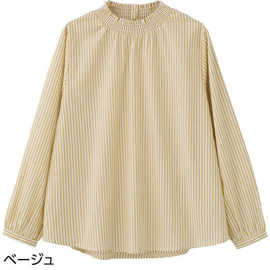 シャーリング衿ブラウス ベージュ Ｍ