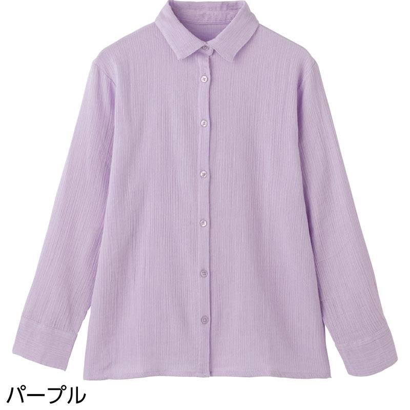 綿ガーゼブラウス パープル Ｍ～Ｌ