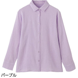 綿ガーゼブラウス パープル Ｍ～Ｌ