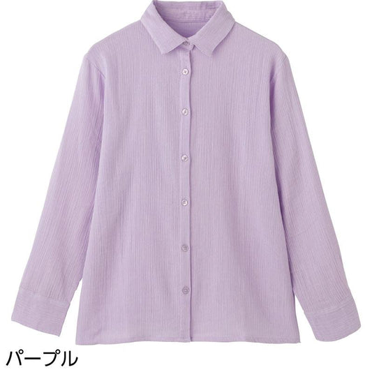 綿ガーゼブラウス パープル Ｍ～Ｌ