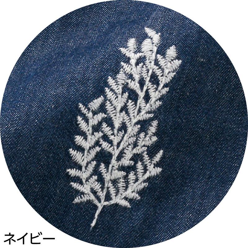 7分袖刺繍Ｔブラウス ネイビー Ｍ～Ｌ