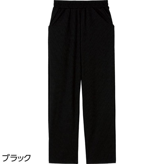 リブストレートパンツ ブラック Ｌ
