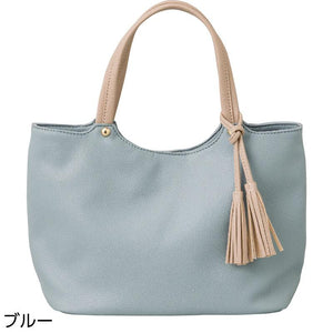 やわらかフェイクレザートートバッグ ブルー