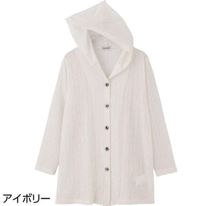 カットフード付カーディガン アイボリー Ｍ～Ｌ