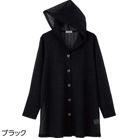 カットフード付カーディガン ブラック Ｍ～Ｌ