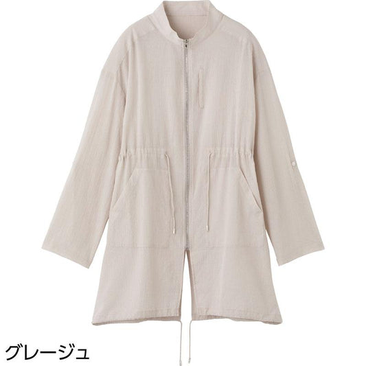 ロング丈ジップブラウス グレージュ ＬＬ