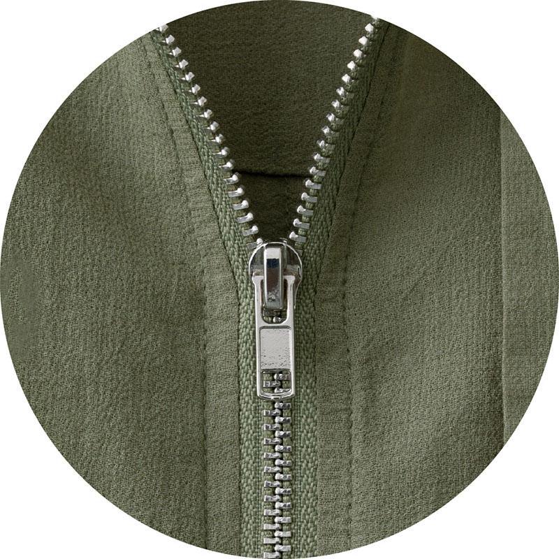 ロング丈ジップブラウス カーキ ＬＬ