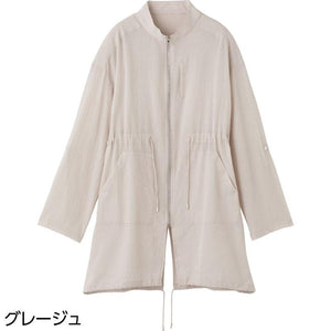 ロング丈ジップブラウス グレージュ Ｌ