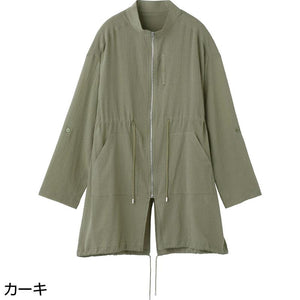 ロング丈ジップブラウス カーキ Ｍ