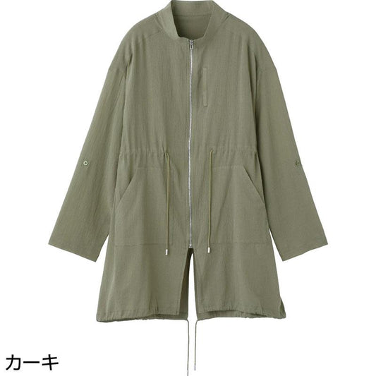 ロング丈ジップブラウス カーキ Ｌ