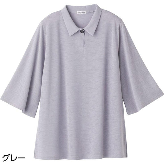 7分袖Ａライン1釦チュニック グレー Ｍ～Ｌ