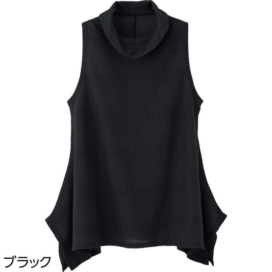 裾ワイドチュニックベスト ブラック Ｍ～Ｌ