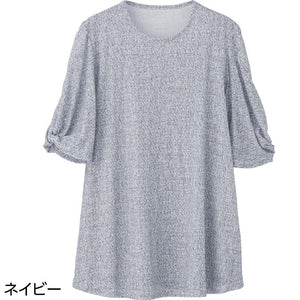 6分袖パフスリーブチュニック ネイビー Ｍ～Ｌ