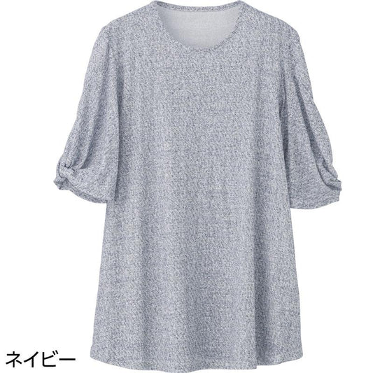 6分袖パフスリーブチュニック ネイビー Ｍ～Ｌ