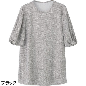 6分袖パフスリーブチュニック ブラック Ｍ～Ｌ