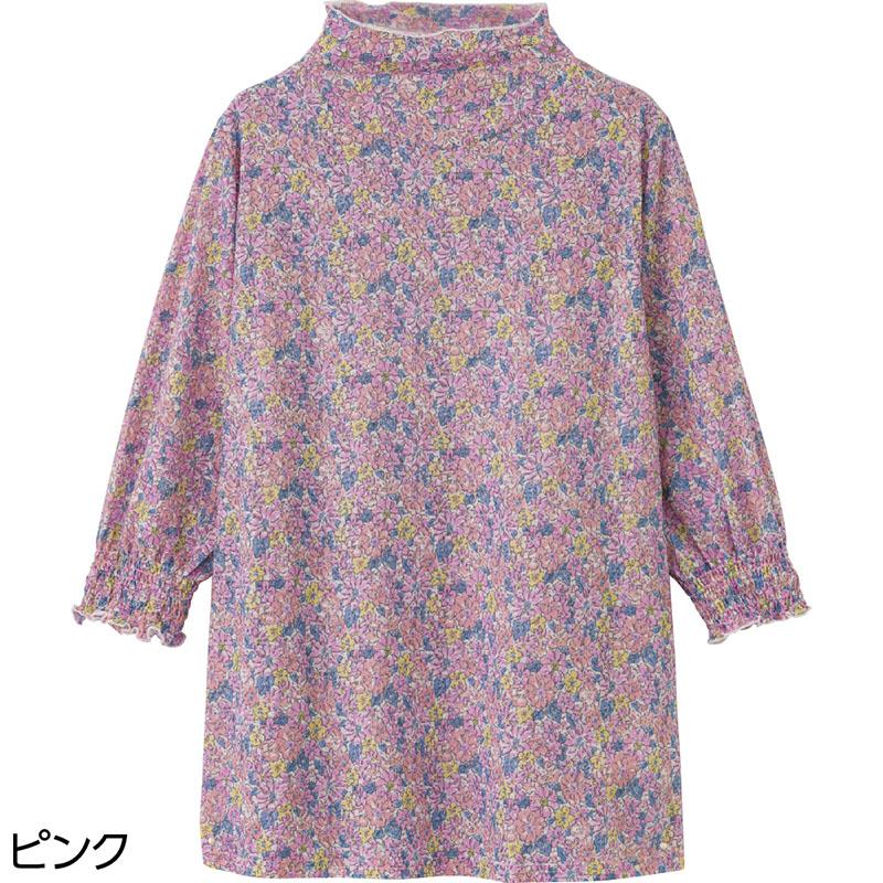 7分袖袖口シャーリングチュニック ピンク Ｍ～Ｌ