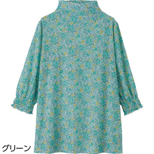 7分袖袖口シャーリングチュニック グリーン Ｍ～Ｌ