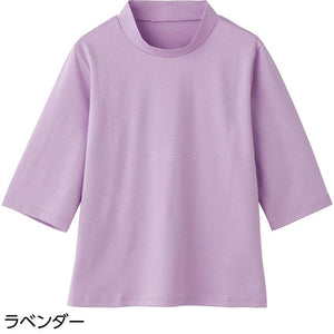6分袖超長綿Ｔシャツ ラベンダー Ｌ