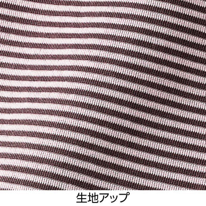 7分袖ボーダー柄ソフトＴシャツ ラベンダー×グレー ＬＬ