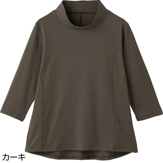 7分袖前身頃切替Ｔシャツ カーキ Ｌ