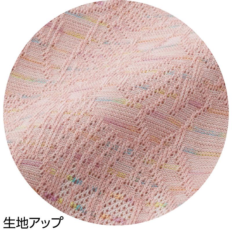 7分袖かすりジャカードＴシャツ ピンク Ｍ