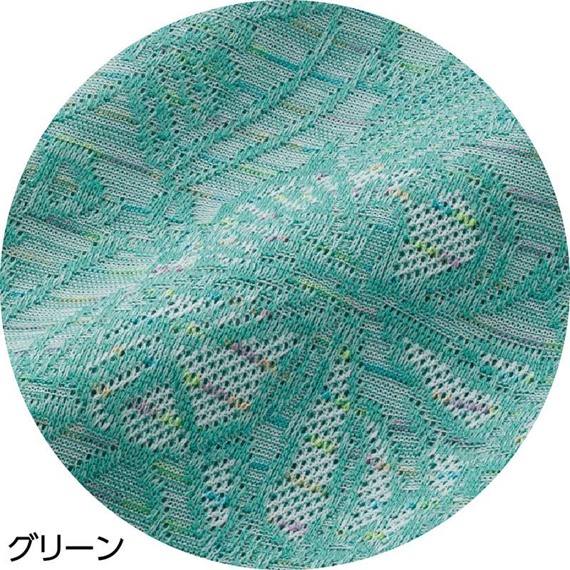 7分袖かすりジャカードＴシャツ グリーン Ｌ