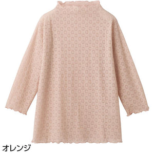7分袖レーシージャカードＴシャツ オレンジ Ｍ～Ｌ