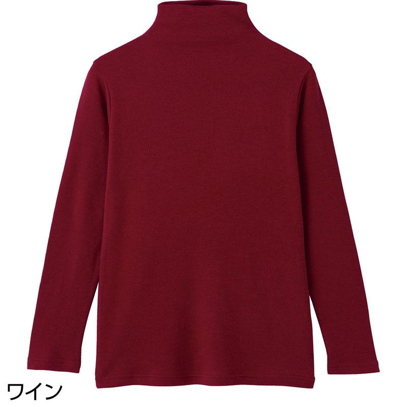 綿ガーゼボトルネックＴシャツ ワイン Ｍ