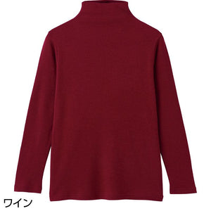 綿ガーゼボトルネックＴシャツ ワイン Ｍ