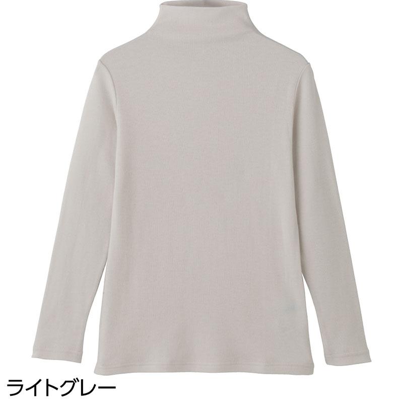 綿ガーゼボトルネックＴシャツ ライトグレー ＬＬ