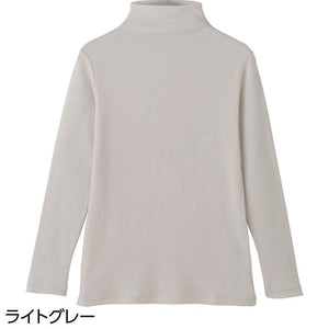 綿ガーゼボトルネックＴシャツ ライトグレー ＬＬ