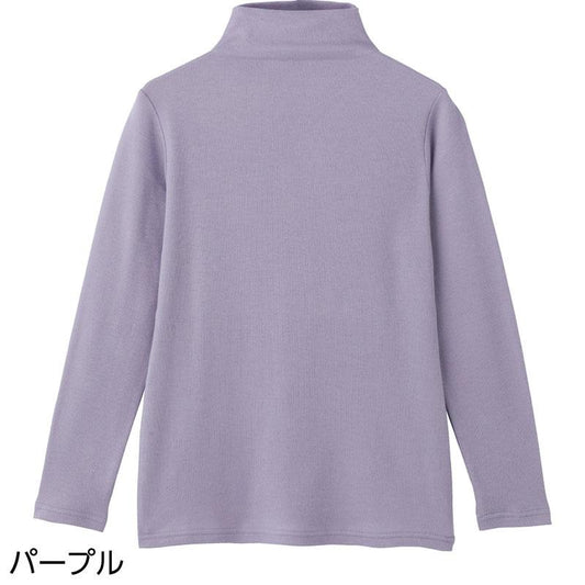 綿ガーゼボトルネックＴシャツ パープル Ｌ