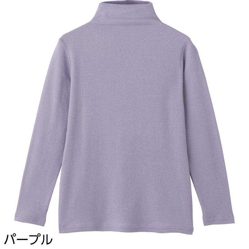 綿ガーゼボトルネックＴシャツ パープル ＬＬ