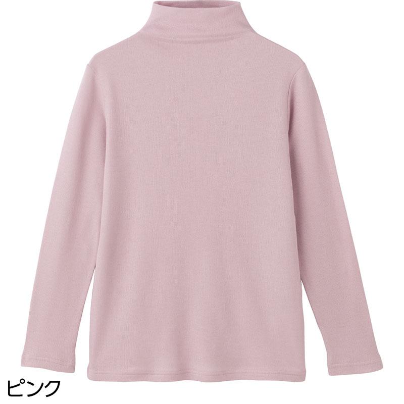 綿ガーゼボトルネックＴシャツ ピンク Ｌ