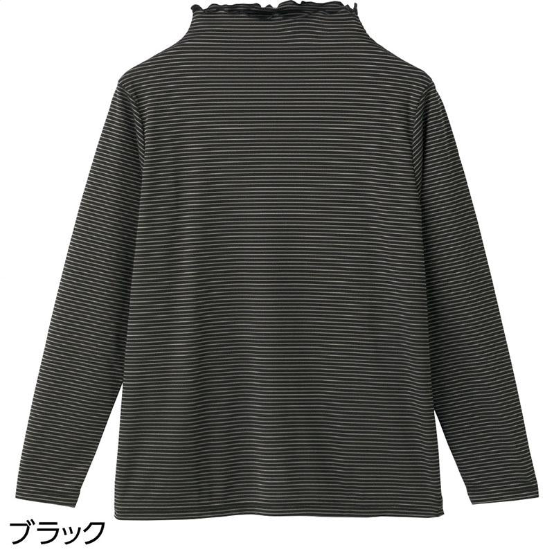 強撚ボーダー柄Ｔシャツ ブラック Ｌ