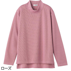後ろ長め薄起毛タック衿Ｔシャツ ローズ Ｍ～Ｌ