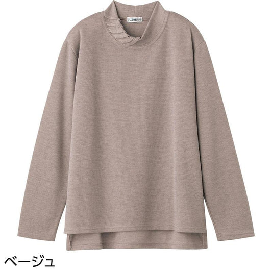 後ろ長め薄起毛タック衿Ｔシャツ ベージュ Ｍ～Ｌ