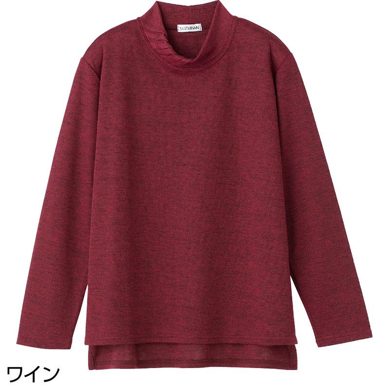 後ろ長め薄起毛タック衿Ｔシャツ ワイン Ｍ～Ｌ