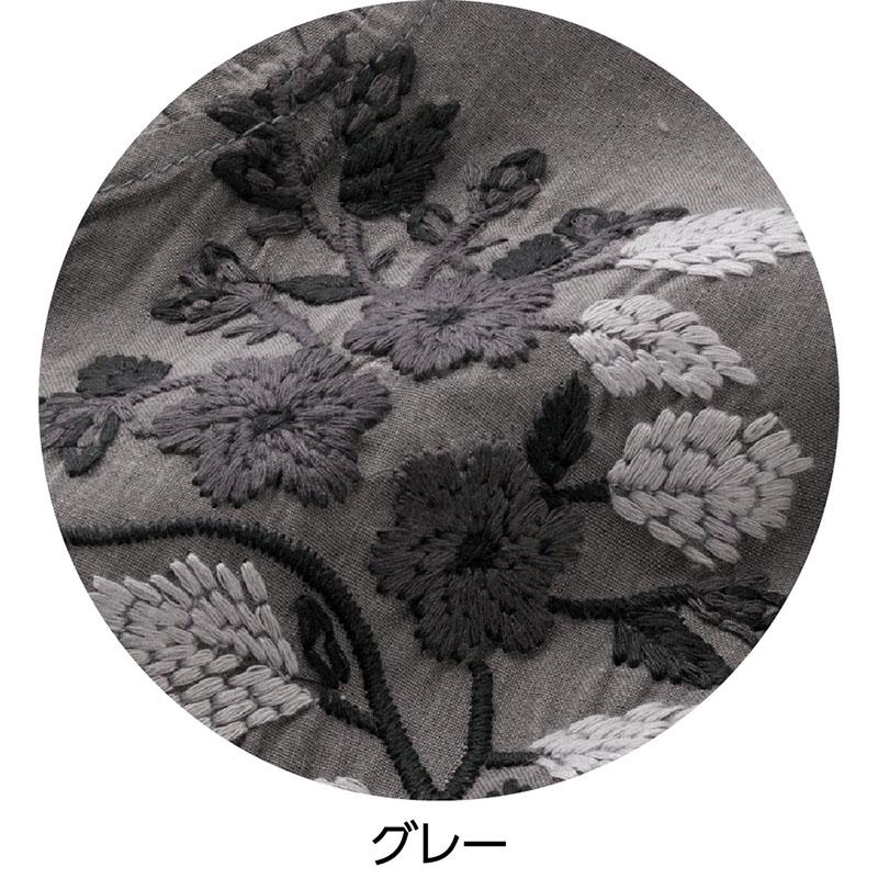 7分袖クラフト刺繍前開きブラウス グレー Ｌ