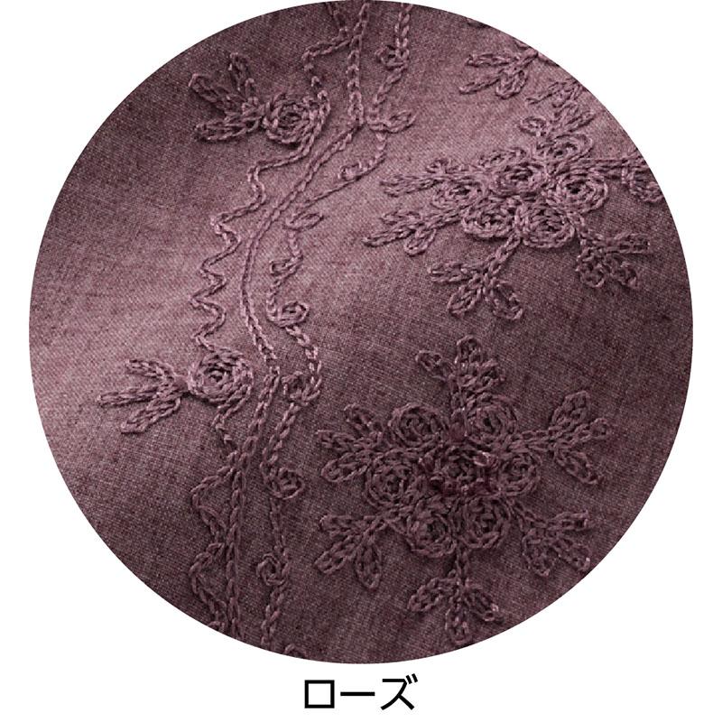 7分袖刺繍半開ブラウス ローズ Ｌ