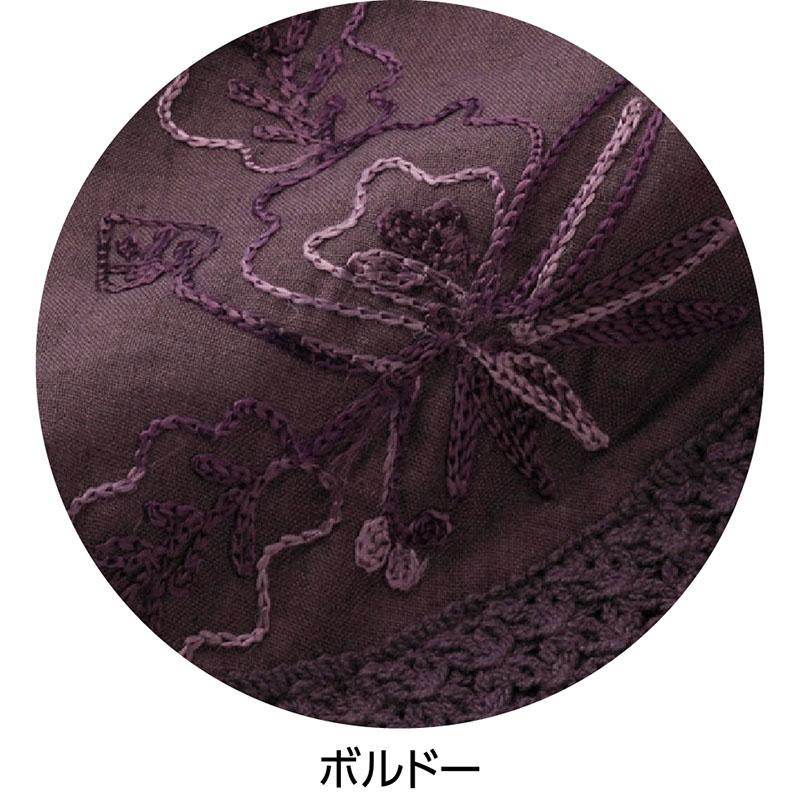 7分袖刺繍前開きブラウス チャコール Ｍ