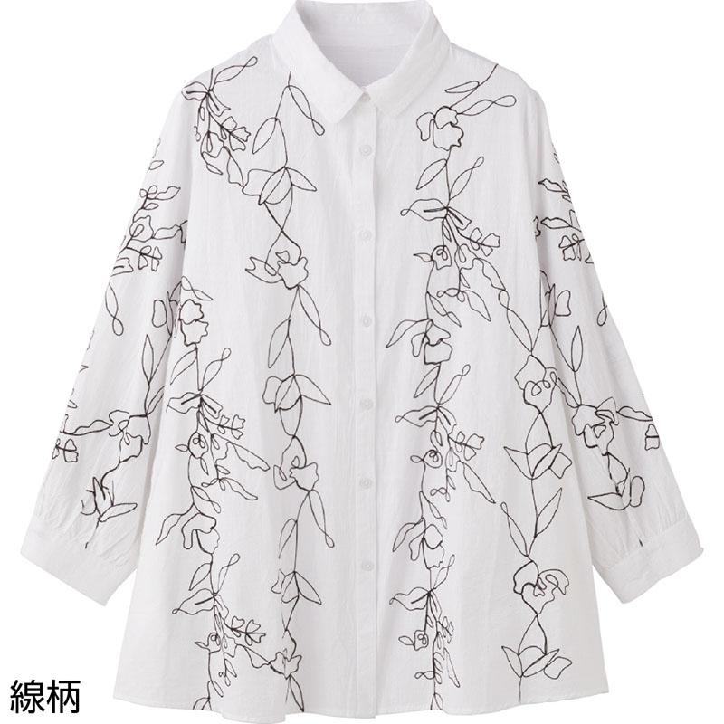 コード刺繍ブラウス 線柄 ＬＬ